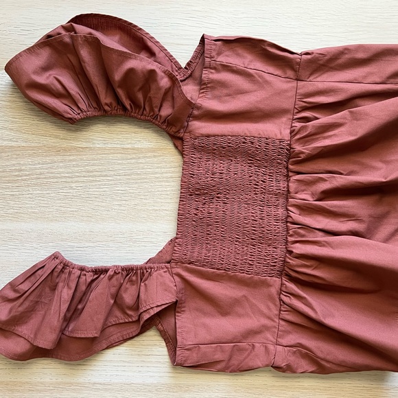 Abercrombie Brown Ruffle Poplin Top Size M Cotton Blend - Picture 8 of 9